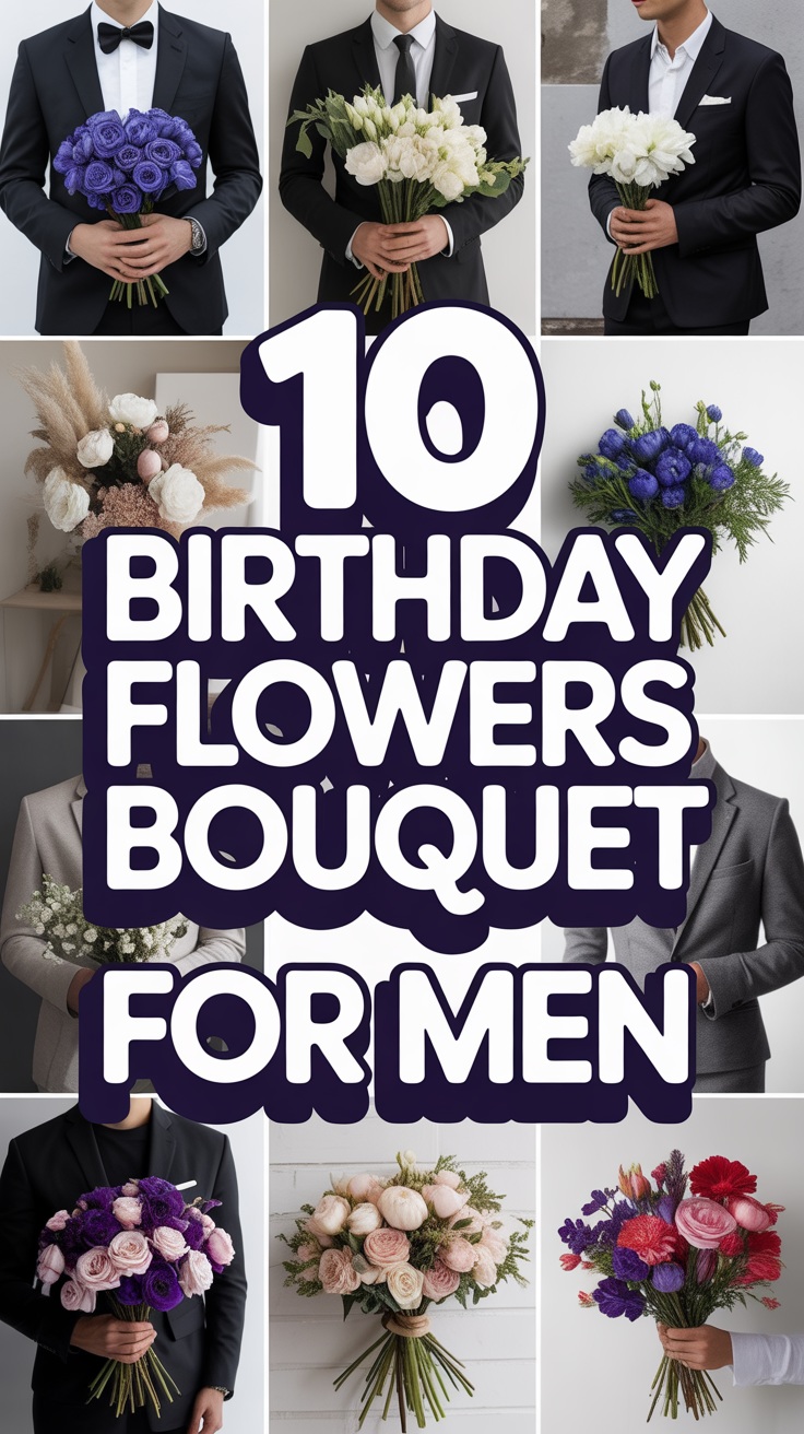 💐 10 Birthday Flowers Bouquet For Men