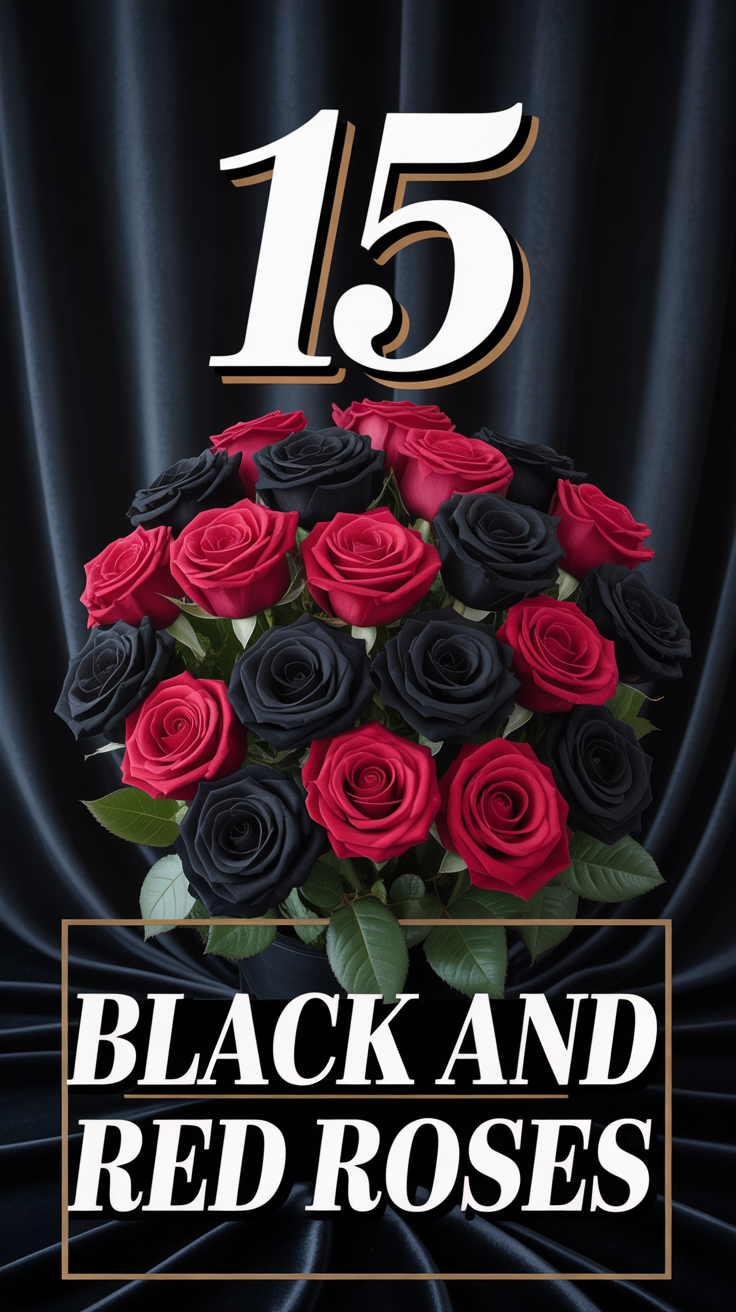 🖤❤️ 15 Black And Red Roses