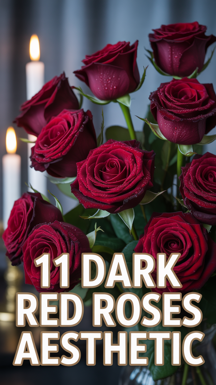 🌹 11 Dark Red Roses Aesthetic