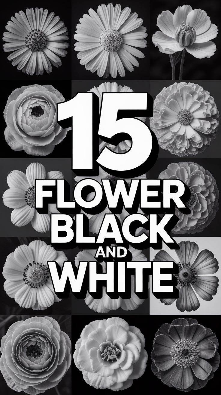🌼 15 Flower Black And White