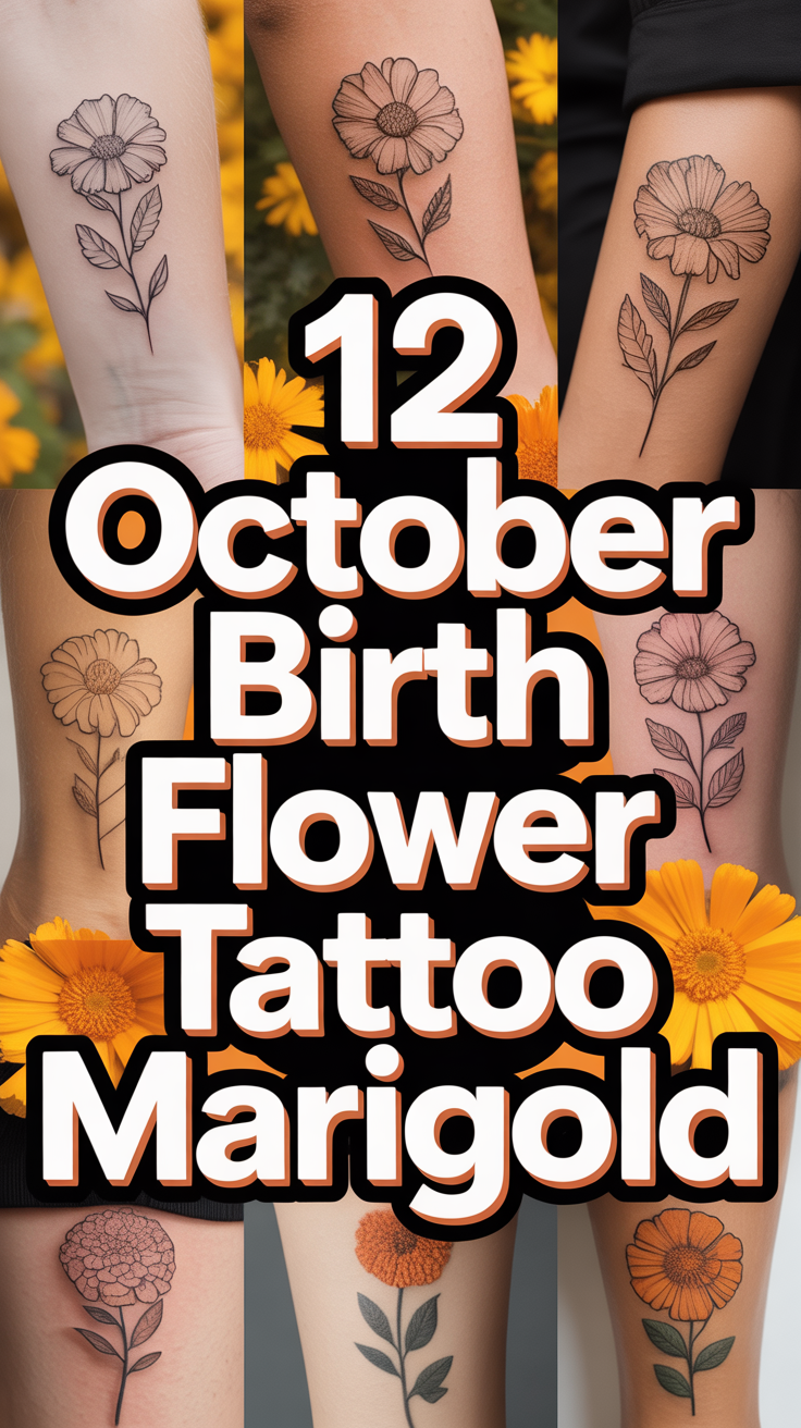 🧡 12 October Birth Flower Tattoo Marigold