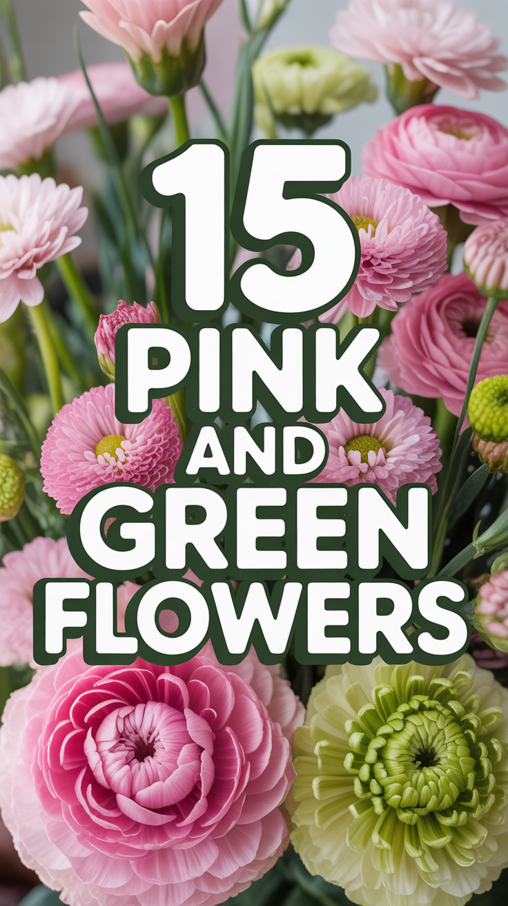 🌸 15 Pink And Green Flowers