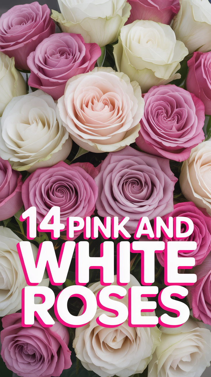 🌹 14 Pink And White Roses