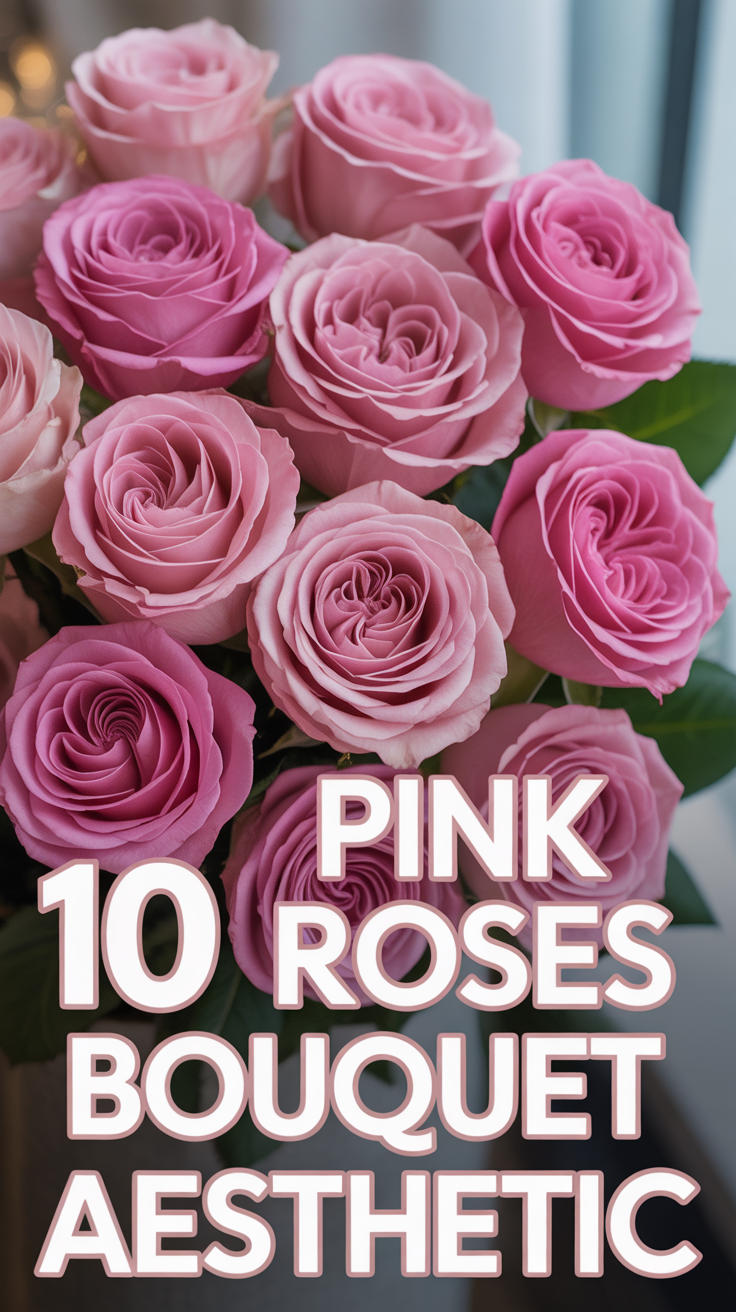 🌸 10 Pink Roses Bouquet Aesthetic