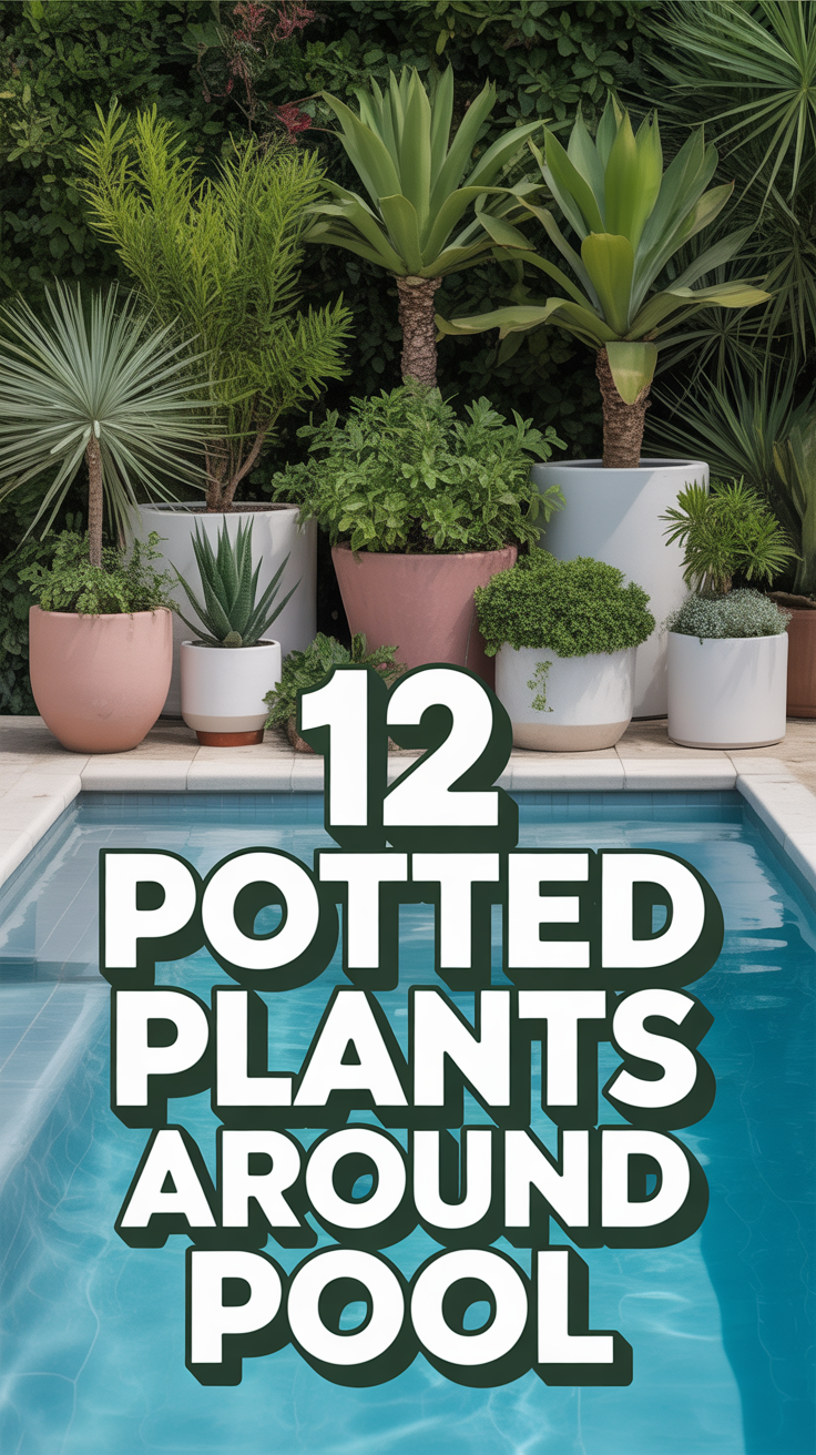 🌴 12 Potted Plants Around Pool