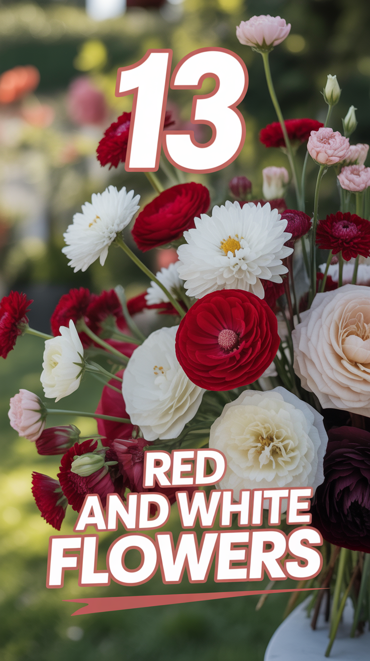 🌸 13 Red And White Flowers