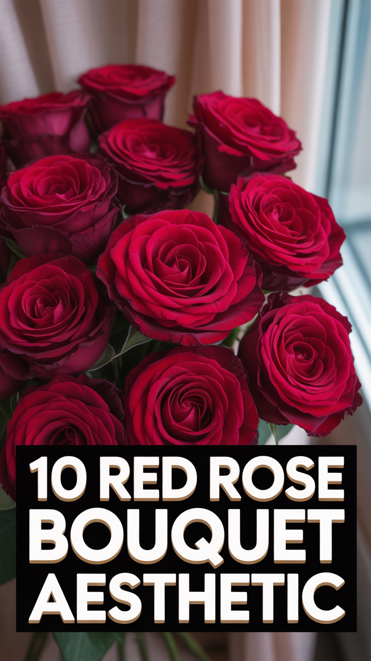 🌹 10 Red Rose Bouquet Aesthetic